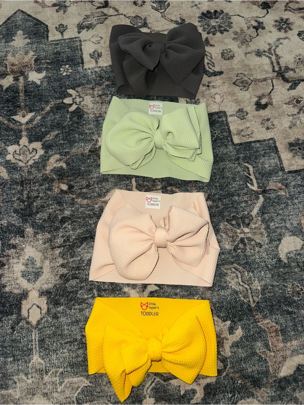 Little Toppers Toddler Bow Headband - Yellow, Cream, Light Green, Gray